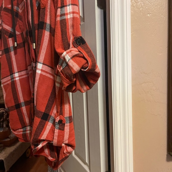 Cute Plaid Shacket or shirt with Hoodie! Gently warn ;-) - Picture 2 of 5